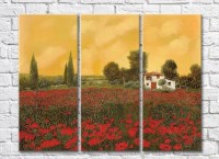 Картина ArtPoster Poppy Field near the House in the Morning (3470921)