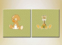 Картина ArtPoster Puppy and giraffe on a Green background (2225888)