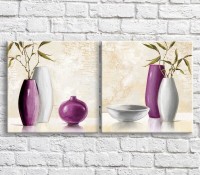 Картина ArtPoster Purple and White vase with oil on card background (3467796)