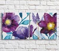 Картина ArtPoster Purple flowers oil painting on White background (3467803)