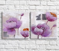 Картина ArtPoster Purple poppies in oil on a Light Gray background (3467800)