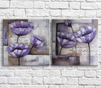 Картина ArtPoster Purple poppies in oil on the background of the text (3467802)