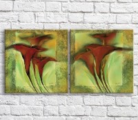 Картина ArtPoster Red calla lilies in oil on Light/Green background (3467815)