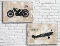 Картина ArtPoster Retro motorcycle and vintage airplane (3453075)