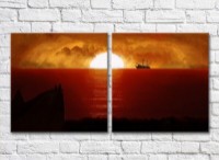 Pictură ArtPoster Ship at sea against the background of a Red sunset (3453830) imaginea #1 — magazin online Desire.md