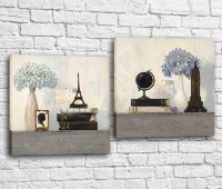 Pictură ArtPoster Still lifes with books in vintage style (3453066)