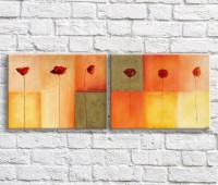Картина ArtPoster Three Red poppies on an abstraction background (3467799)