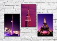 Картина ArtPoster Towers of the cities of the world against a Lilac background (500007)