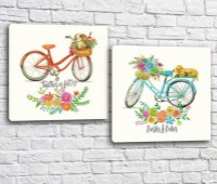 Картина ArtPoster Vintage bicycles in flowers and puppies (3453081)