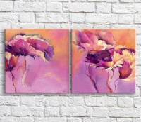 Картина ArtPoster Violet Pink poppies watercolor on Pink background (3467807)