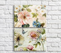 Картина ArtPoster White and Pink flowers and butterflies on the background of the text (3467844)