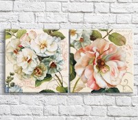 Картина ArtPoster White and Pink flowers on Beige background with text (3467805)