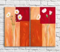Картина ArtPoster White chamomiles and poppies in glass vases (3467862)