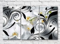 Картина ArtPoster White orchid and Black patterns on a Light background (3565115)