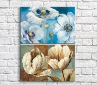 Картина ArtPoster White poppies on Blue and Brown backgrounds (3467866)