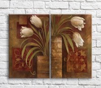 Картина ArtPoster White tulips in vases on Brown background (3467836)