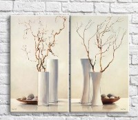 Картина ArtPoster White vases and branches on a Beige background (3467834)