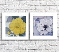 Картина ArtPoster White water lily and Yellow flower on a background of leaves, diptych (3467647)