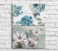 Pictură ArtPoster White/Pink and Blue magnolias (3467869)