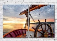 Pictură ArtPoster Yacht steering wheel at sea (3453831)