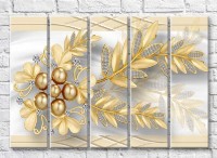 Картина Rainbow Gold jewelry with sprigs on a beige background (3551884)
