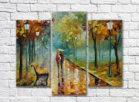 Картина Rainbow Park alley with lanterns and a couple under an umbrella (35110193) фото №1 — интернет-магазин Desire.md