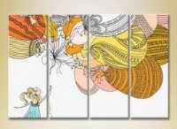 Pictură Rainbow Polyptych Girl with balloons (2230537) imaginea #1 — magazin online Desire.md