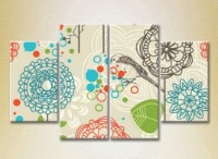 Pictură Rainbow Polyptych Sparrows on a background of flowers 02 (2230532) imaginea #1 — magazin online Desire.md