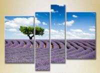 Pictură Rainbow Polyptych Tree in a lavender field 02 (2223668) imaginea #1 — magazin online Desire.md
