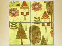 Pictură Rainbow Polyptych Trees and birdhouses (2230544) imaginea #1 — magazin online Desire.md
