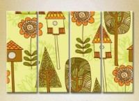 Pictură Rainbow Polyptych Trees and Birdhouses 01 (2230545) imaginea #1 — magazin online Desire.md