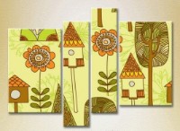 Pictură Rainbow Polyptych Trees and Birdhouses 03 (2230555) imaginea #1 — magazin online Desire.md