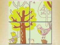 Pictură Rainbow Polyptych Trees and Birds 01 (2230551) imaginea #1 — magazin online Desire.md