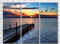 Pictură Rainbow Sea pier and birds at sunset (3469156) imaginea #1 — magazin online Desire.md
