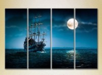 Pictură Gallerix Polyptych Frigate in the Moonlight 01 (2223432)