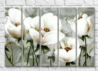 Картина Magic Color White large flowers on Gray canvas (3551915)