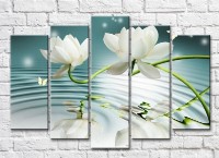 Pictură Magic Color White lotus flowers on a background of water (3551906)