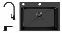 Chiuvetă de bucătărie cu baterie și dozator Fabiano 60x45 Black