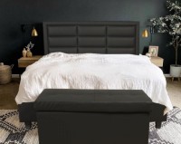 Кровать Alcantara Marta 160x200 Leather Dark Grey