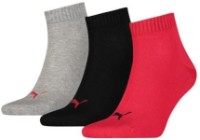 Ciorapi pentru bărbați Puma Unisex Quarter Plain 3P Black/Red 39-42