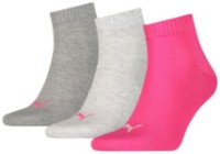 Ciorapi pentru bărbați Puma Unisex Quarter Plain 3P Middle Gray Melange/Pink 39-42
