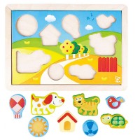 Joc educativ Hape Sunny Valley Puzle 3in1 (E1601A)