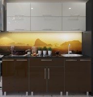 Bucătărie Bafimob Modern (High Gloss) 1.8m no glass Beige/Brown