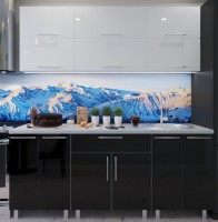 Bucătărie Bafimob Modern (High Gloss) 1.8m no glass Black/White