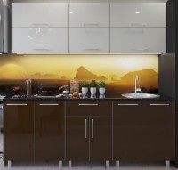 Bucătărie Bafimob Modern (High Gloss) 2.2m no glass Beige/Brown