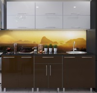 Кухонный гарнитур Bafimob Modern (High Gloss) 2.4m no glass White/Brown