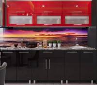 Кухонный гарнитур Bafimob Modern (High Gloss) 1.8m glass Black/Red