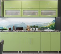 Bucătărie Bafimob Modern (High Gloss) 1.8m glass Green