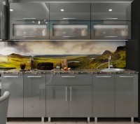 Bucătărie Bafimob Modern (High Gloss) 1.8m glass Grey