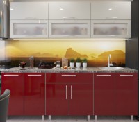 Bucătărie Bafimob Modern (High Gloss) 2.0m glass Beige/Bordo